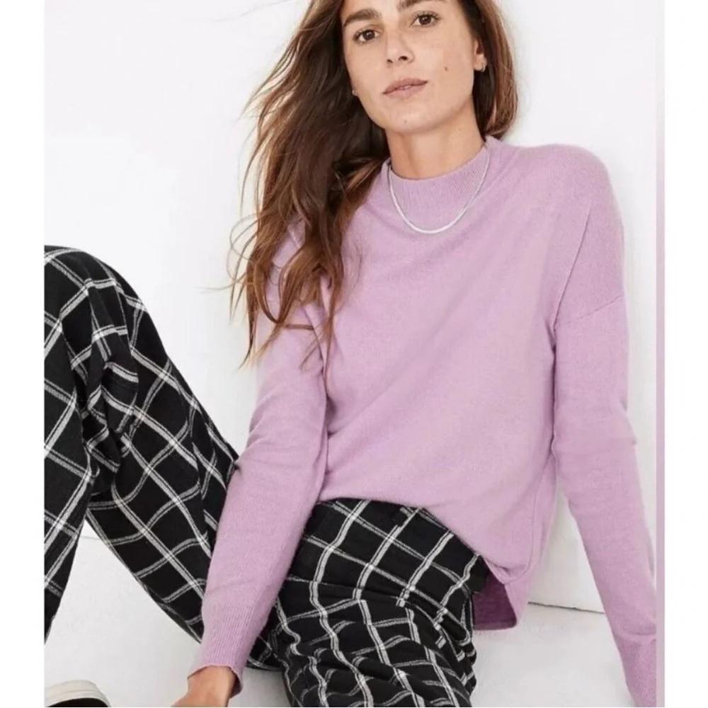 Madewell Ashbury Sweater Large Purple Mock Neck Wool Alpaca Spring Cozy Chic